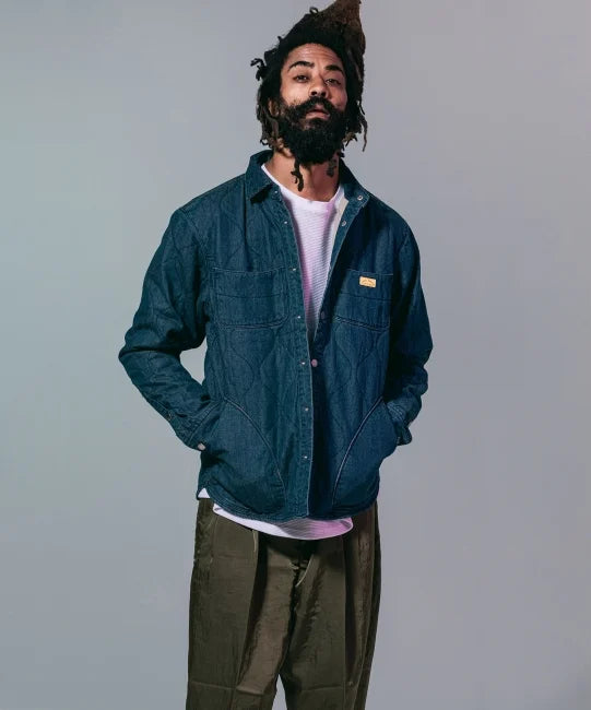 QUILTED DOWN SHIRTS JACKET "DENIM"