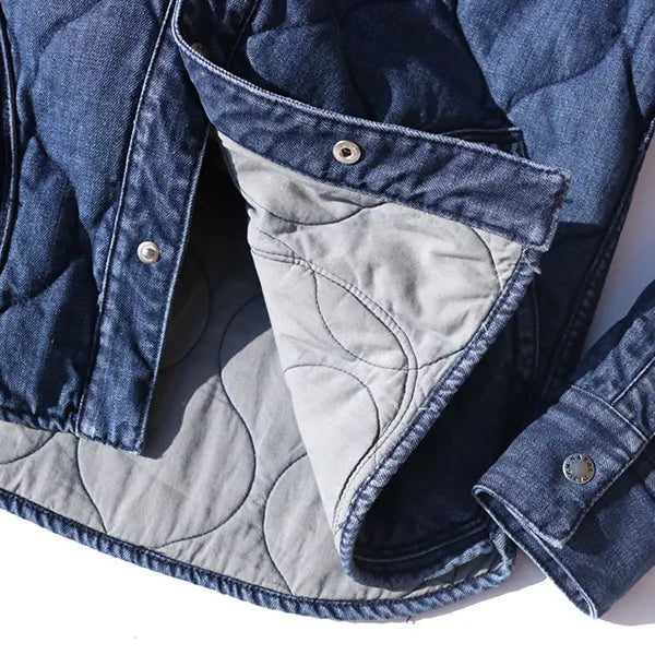 QUILTED DOWN SHIRTS JACKET "DENIM"