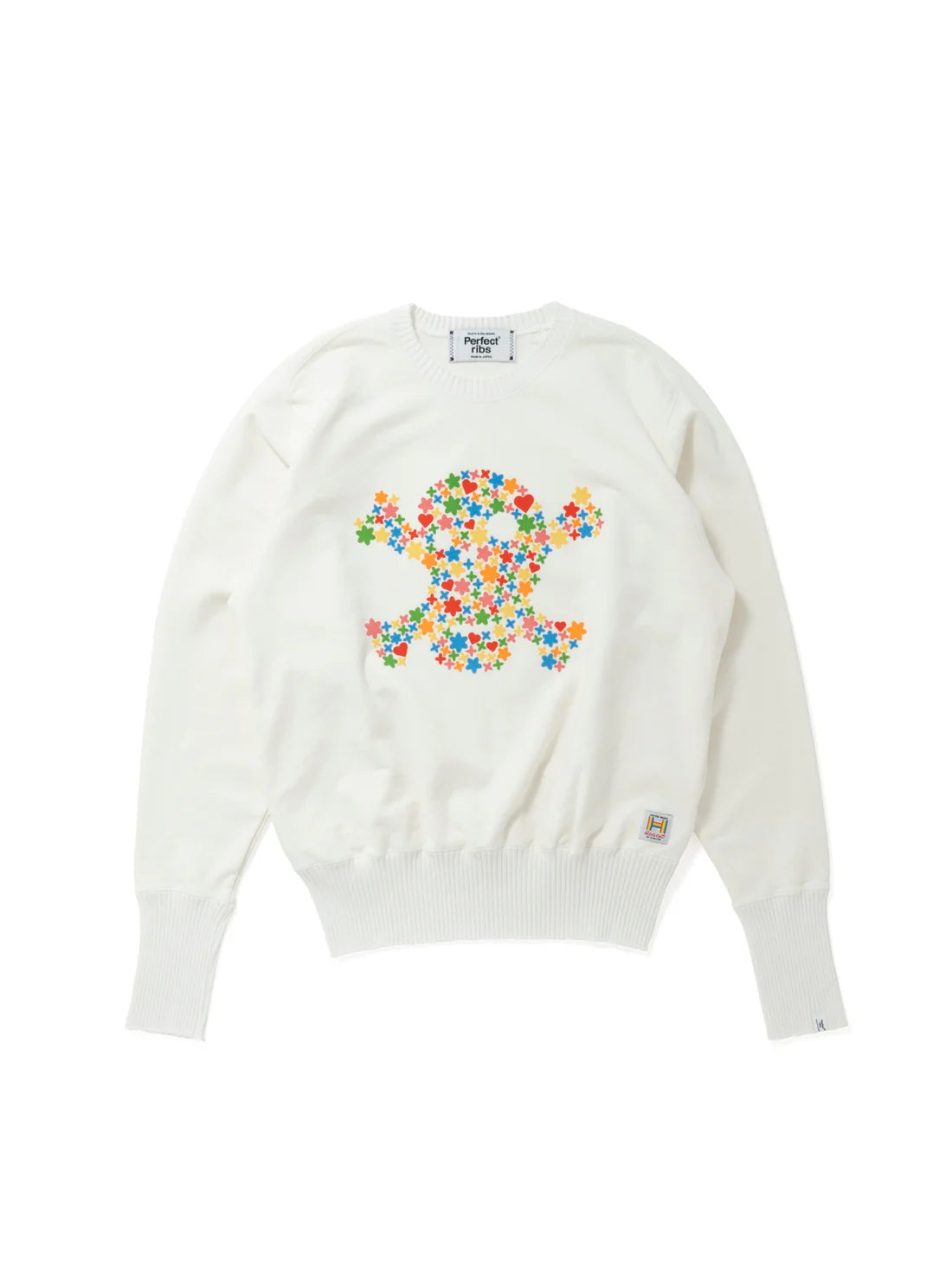 【Perfect ribs × HAROSHI】Strange Sleeve Crew Neck Sweat Shirt / White