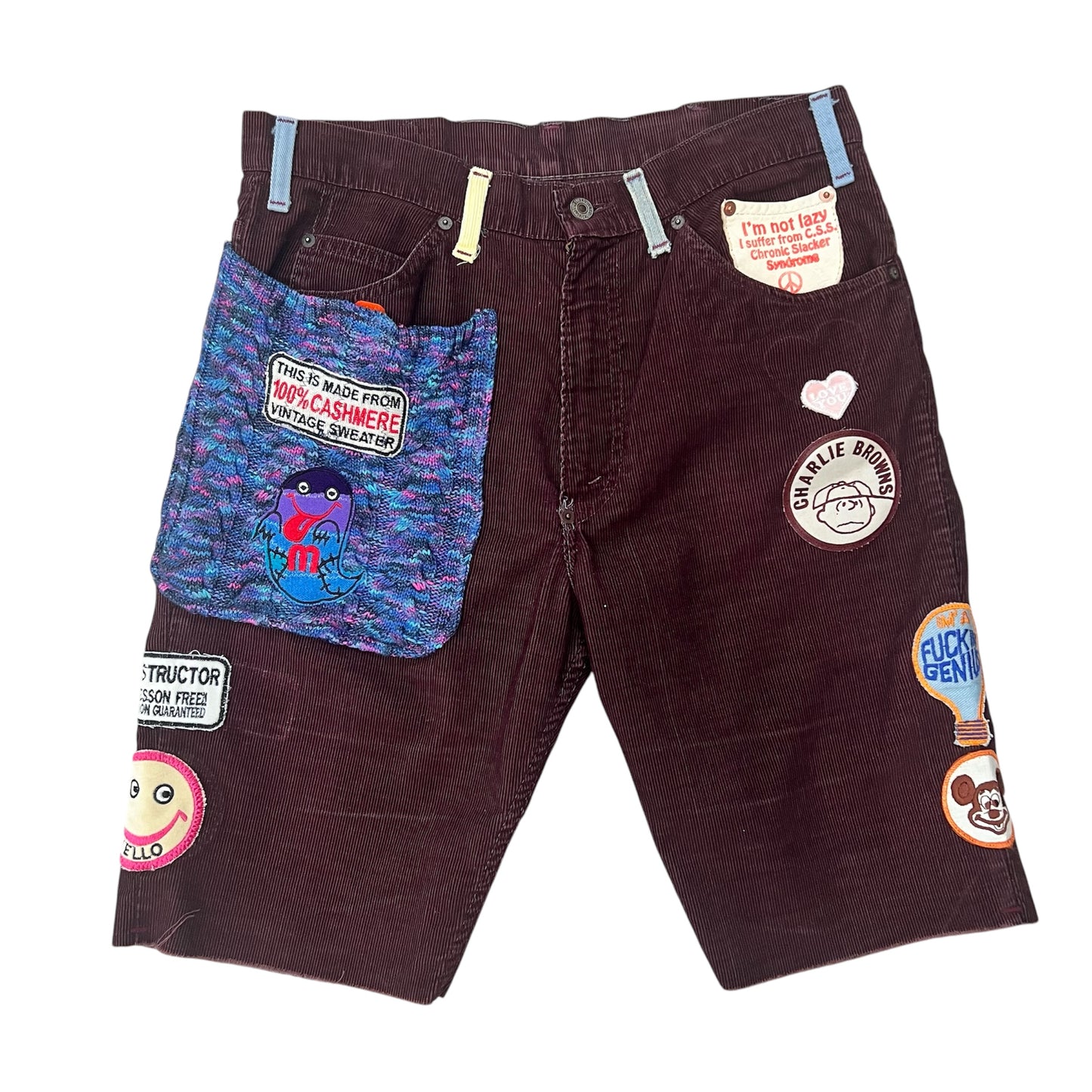 ALM Hand-Made One of Kind Corduroy Short Pants -Burgundy
