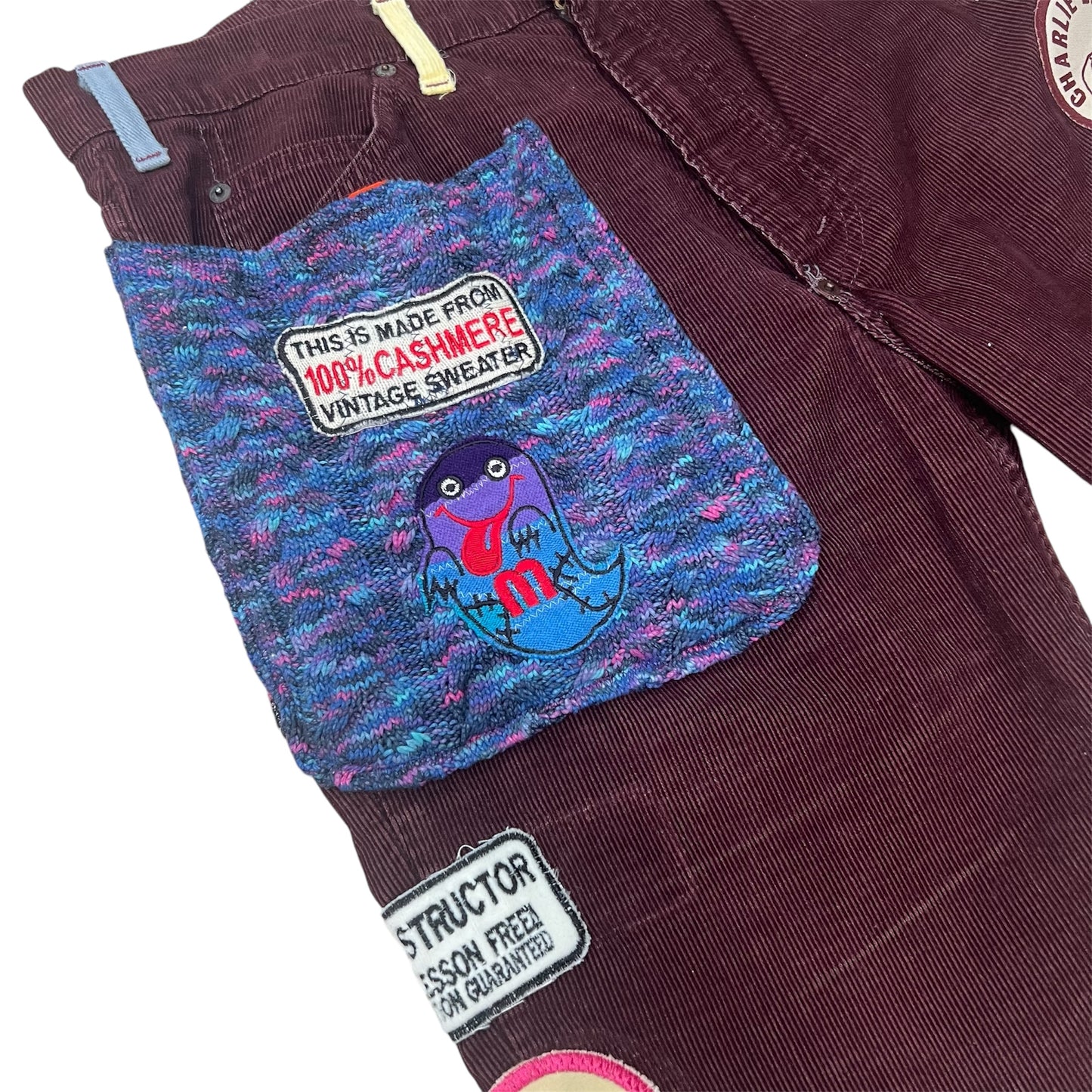 ALM Hand-Made One of Kind Corduroy Short Pants -Burgundy