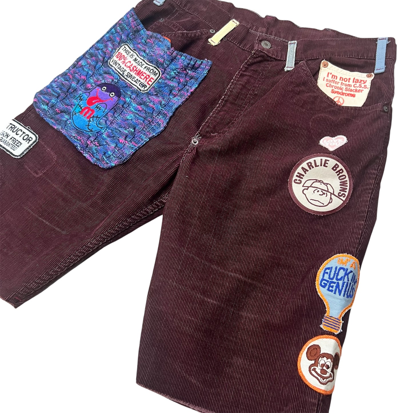 ALM Hand-Made One of Kind Corduroy Short Pants -Burgundy