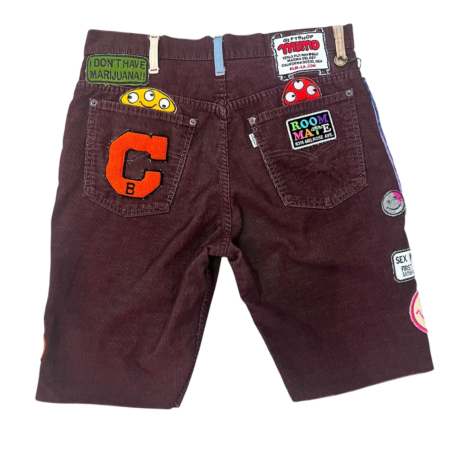 ALM Hand-Made One of Kind Corduroy Short Pants -Burgundy