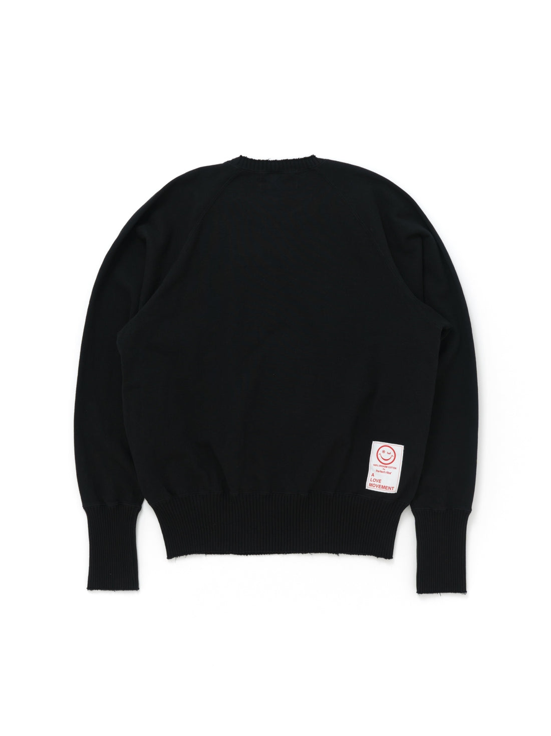 【Perfect ribs®︎×A LOVE MOVEMENT】"ART LOVE MUSIC" Strange Sleeve Crew Neck Sweat Shirts / Black