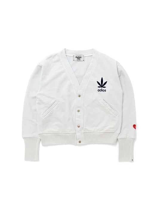 【Perfect ribs×A LOVE MOVEMENT】"adios" Basic Sweat Cardigan / Cloud White