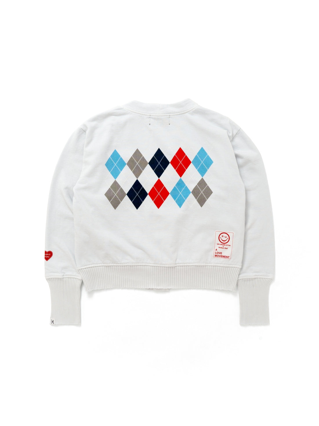 【Perfect ribs×A LOVE MOVEMENT】"adios" Basic Sweat Cardigan / Cloud White
