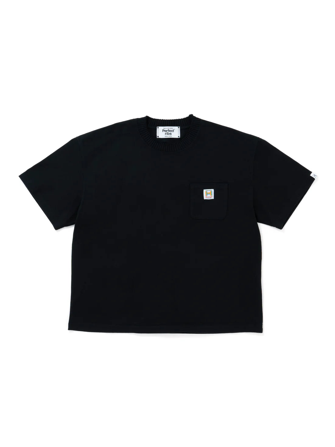【Perfect ribs × HAROSHI】Basic Short Sleeve Pocket T Shirt / Black