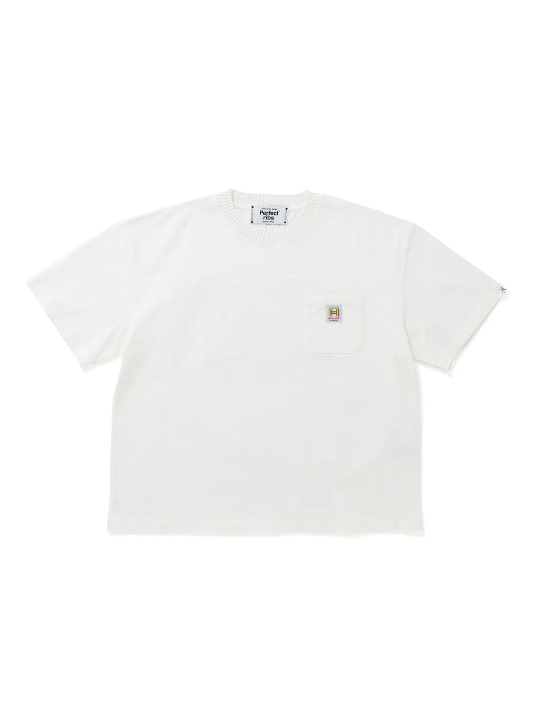 【Perfect ribs × HAROSHI】Basic Short Sleeve Pocket T Shirt / White