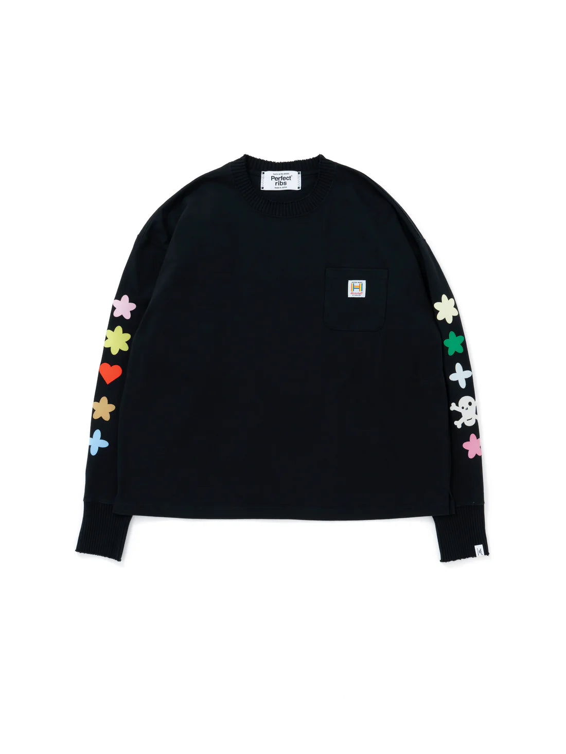 【Perfect ribs × HAROSHI】Side Slit Long Sleeve T Shirt / Black