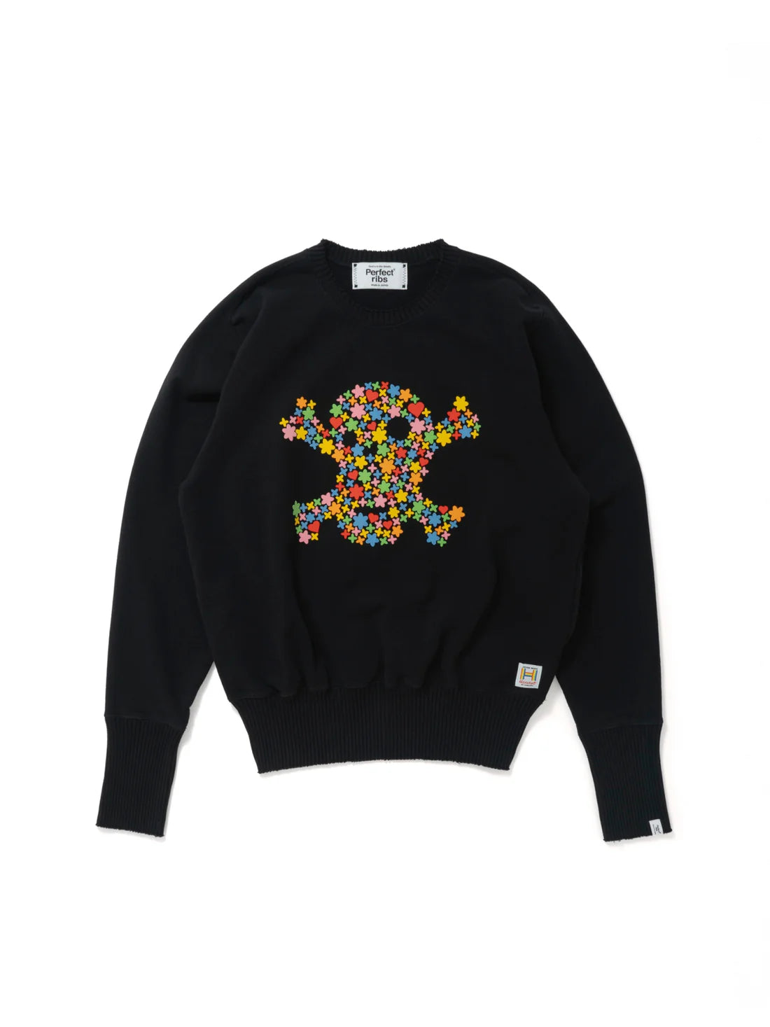 【Perfect ribs × HAROSHI】Strange Sleeve Crew Neck Sweat Shirt / Black