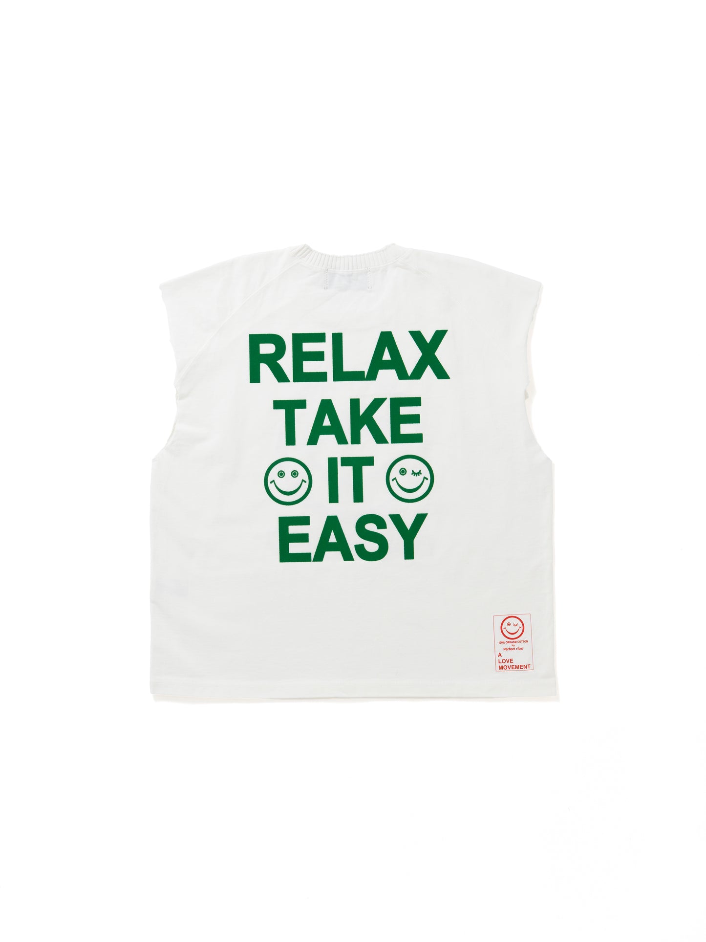 【Perfect ribs®︎×A LOVE MOVEMENT】Sleeveless Tops (RELAX TAKE IT EASY) / White