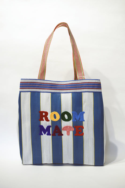 VIVAN ROOM MATE HAND EMBROIDERY TOTE BAG 005 BLUE