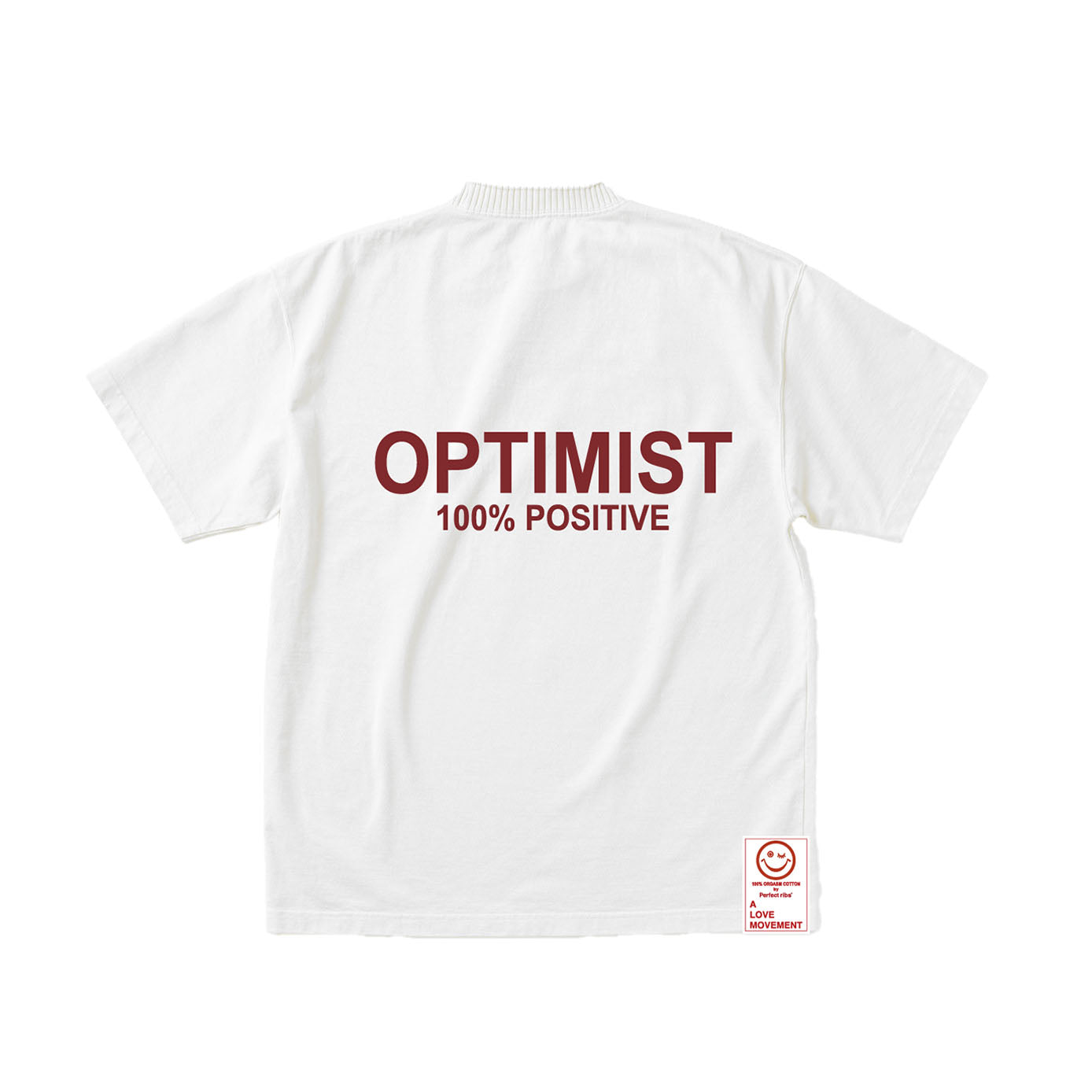 【Perfect ribs®︎×A LOVE MOVEMENT】"RELAX & OPTIMIST"Basic Short Sleeve T Shirts / White (ベーシック ショートスリーブ ティーシャツ/ホワイト)