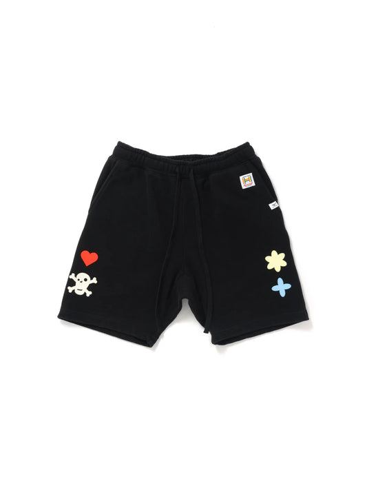 【Perfect ribs × HAROSHI】Basic Sweat Short Pants / Black
