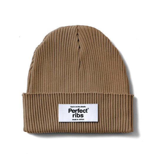 【Perfect ribs】Rib Beanie Cap / Chai