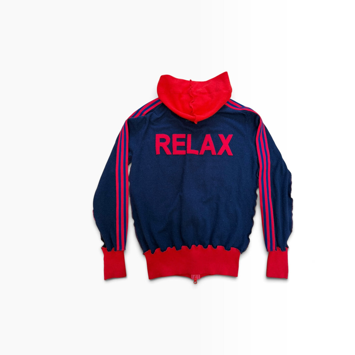 RELAX recycled cashmere hoodie back, background removed
