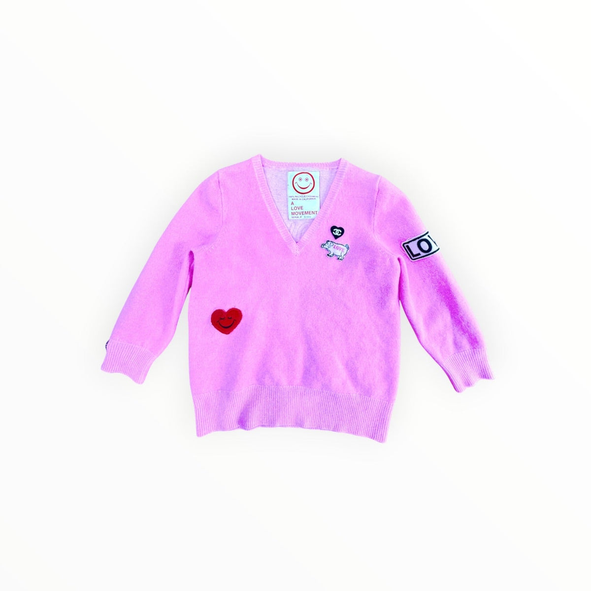 Vintage Cashmere Remake V-Neck Love More Worry Less