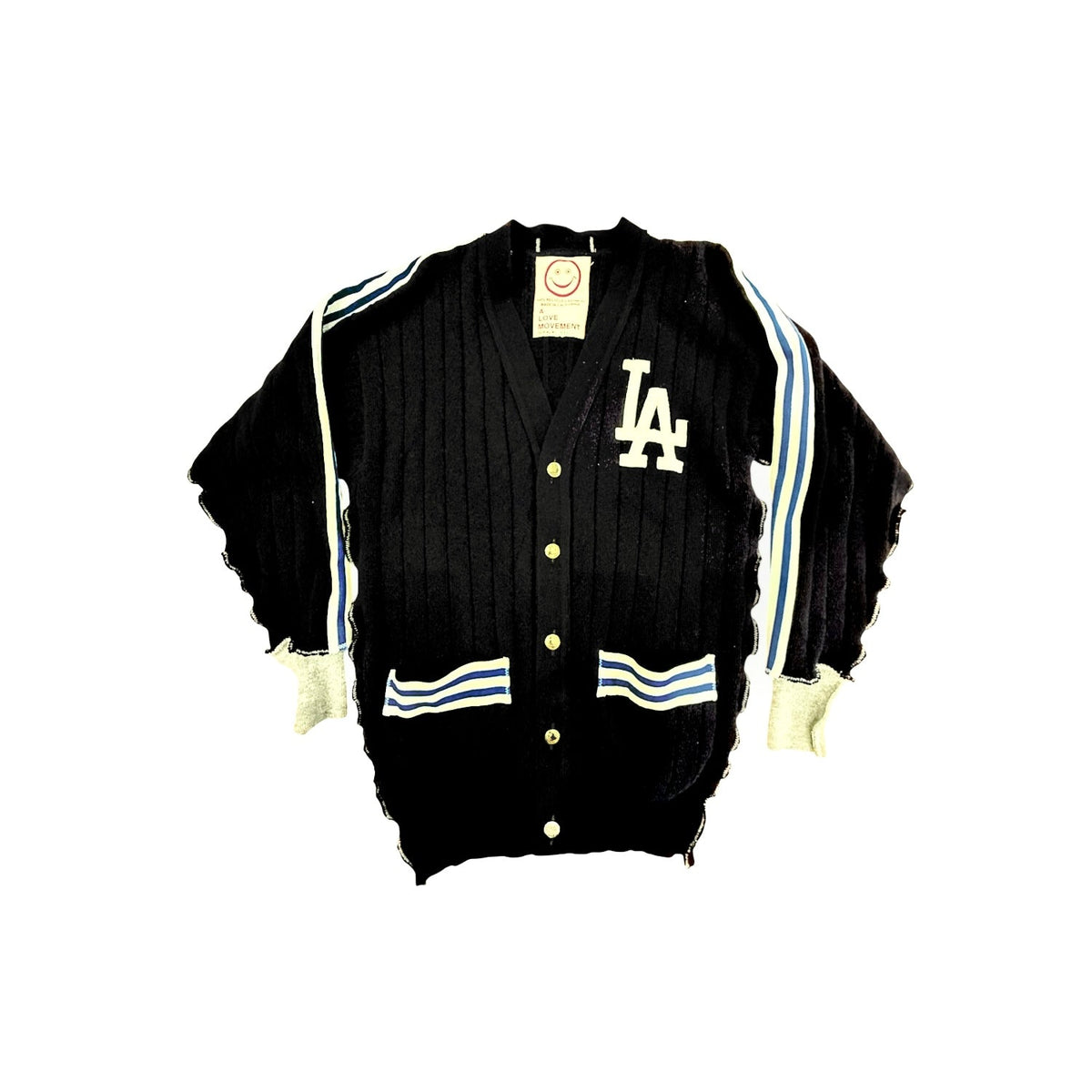Recycled Cashmere Cardigan - Navy x Grey "LA"Men’s small or ladies X-Large size or Men’s medium size