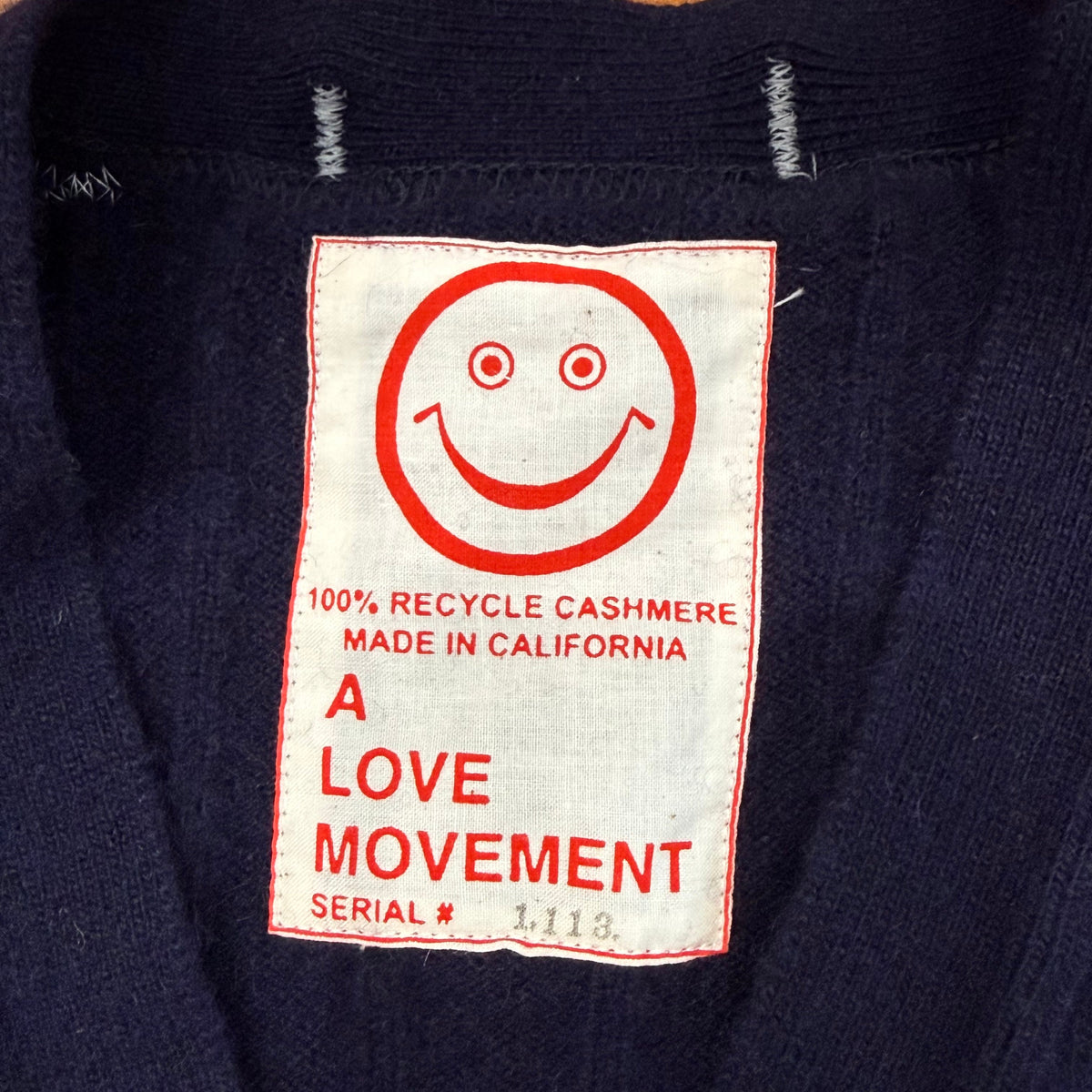 Recycled Cashmere Cardigan - Navy x Grey "LA"Men’s small or ladies X-Large size or Men’s medium size