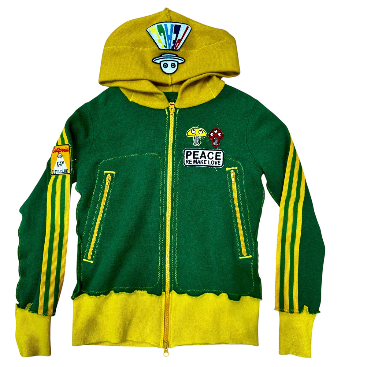 Recycled Cashmere Zip Hoodie Green BE NICE