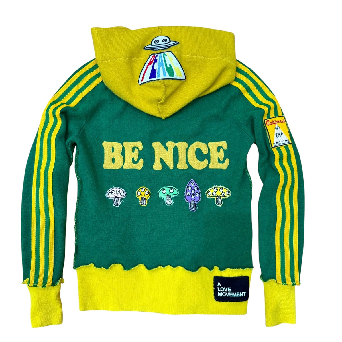 Recycled Cashmere Zip Hoodie Green BE NICE