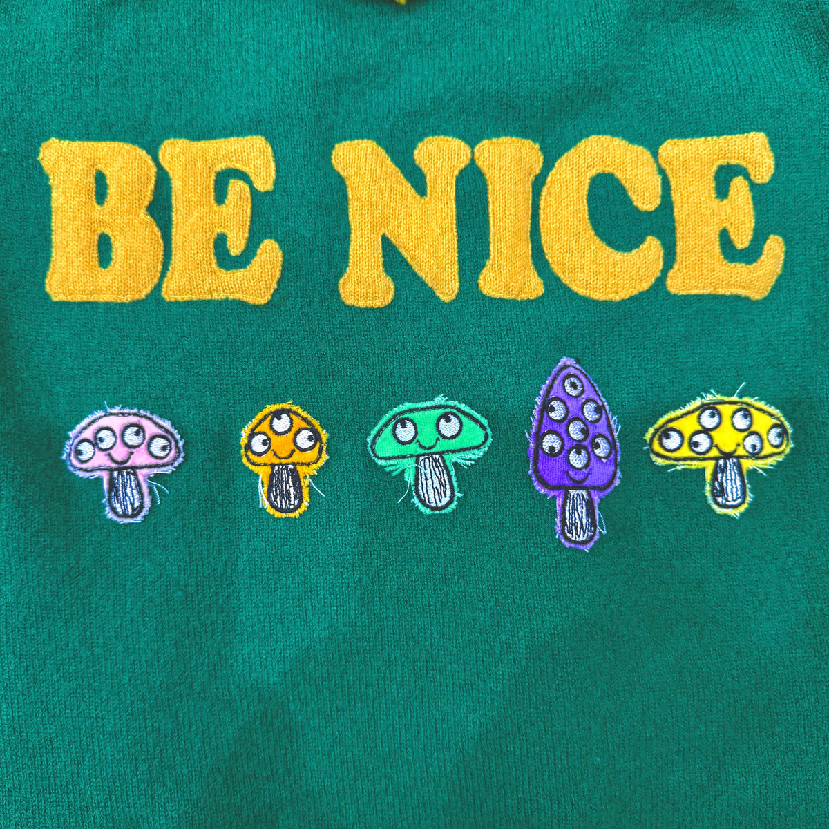Recycled Cashmere Zip Hoodie Green BE NICE