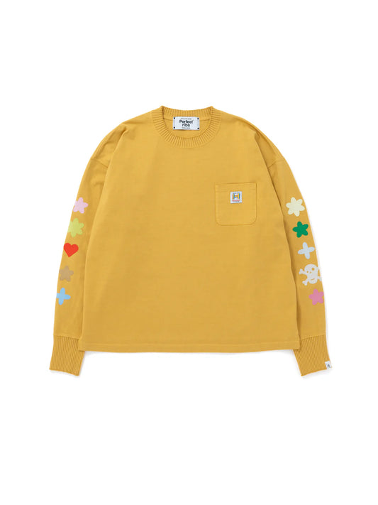 【Perfect ribs × HAROSHI】Side Slit Long Sleeve T Shirt / Yellow
