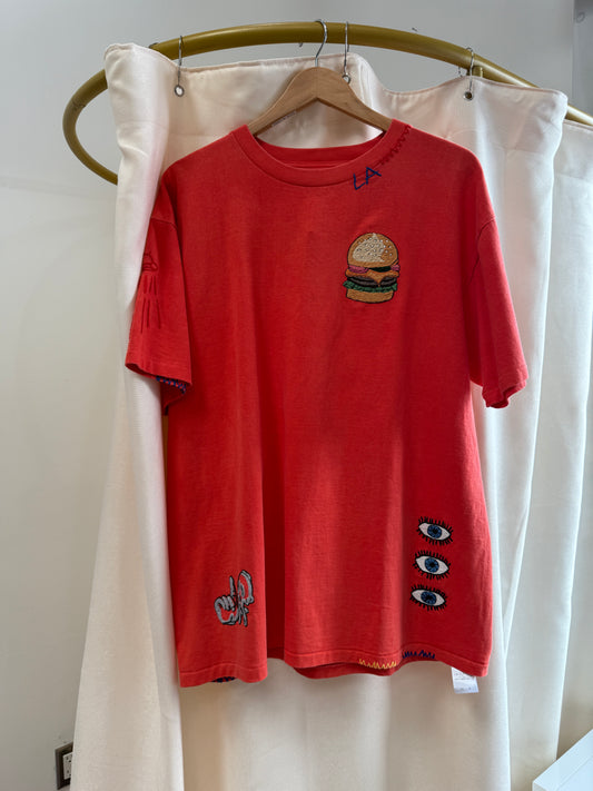 VIVAN Hand Embroidery T-shirt ROOMMATE  handberger RED XL