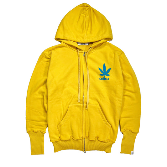 【Perfect ribs×A LOVE MOVEMENT】Cashmere Patch Zip Hoodie "Relax California" / Vintage Yellow