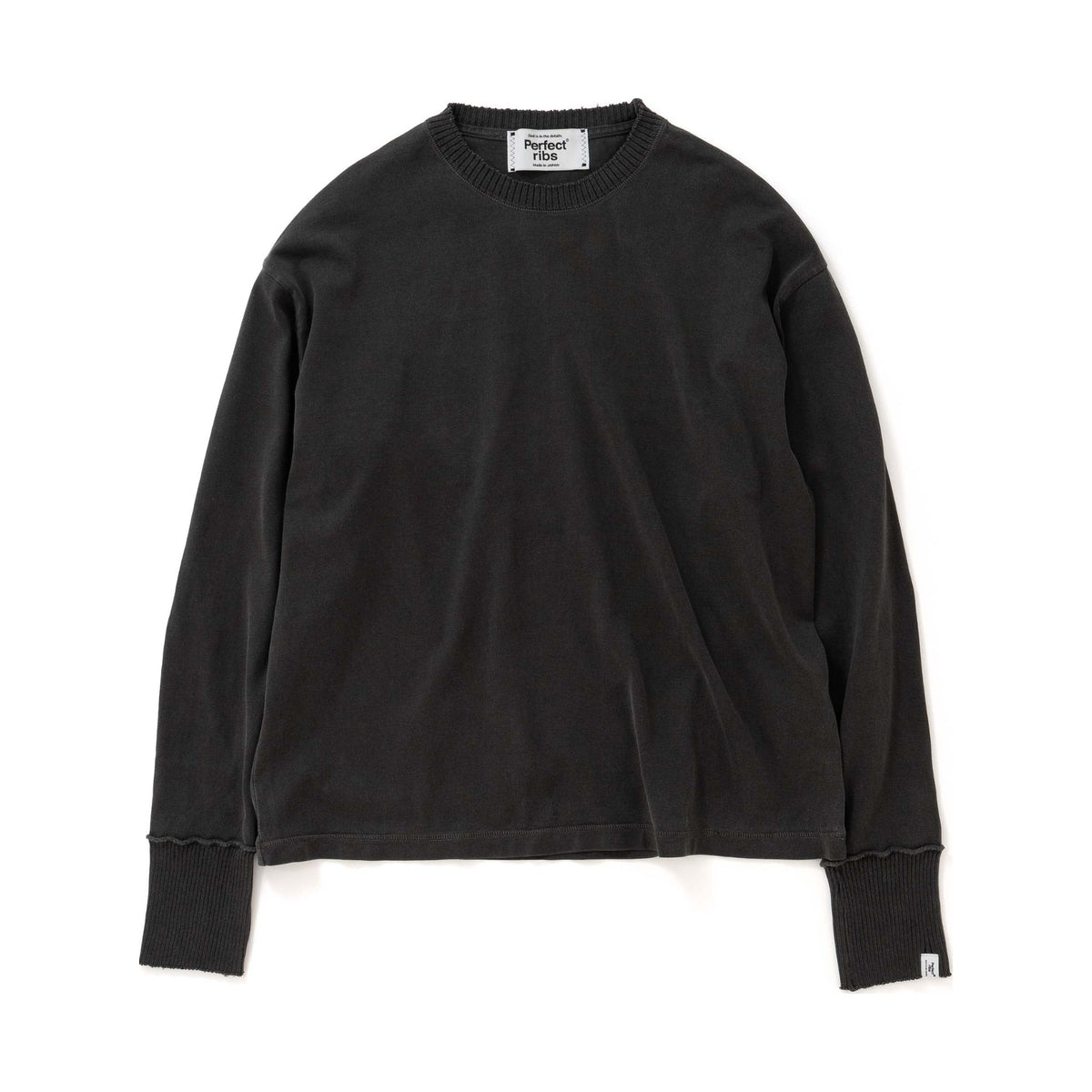 【Perfect ribs】Relax Long Sleeve T Shirts / Fade Black