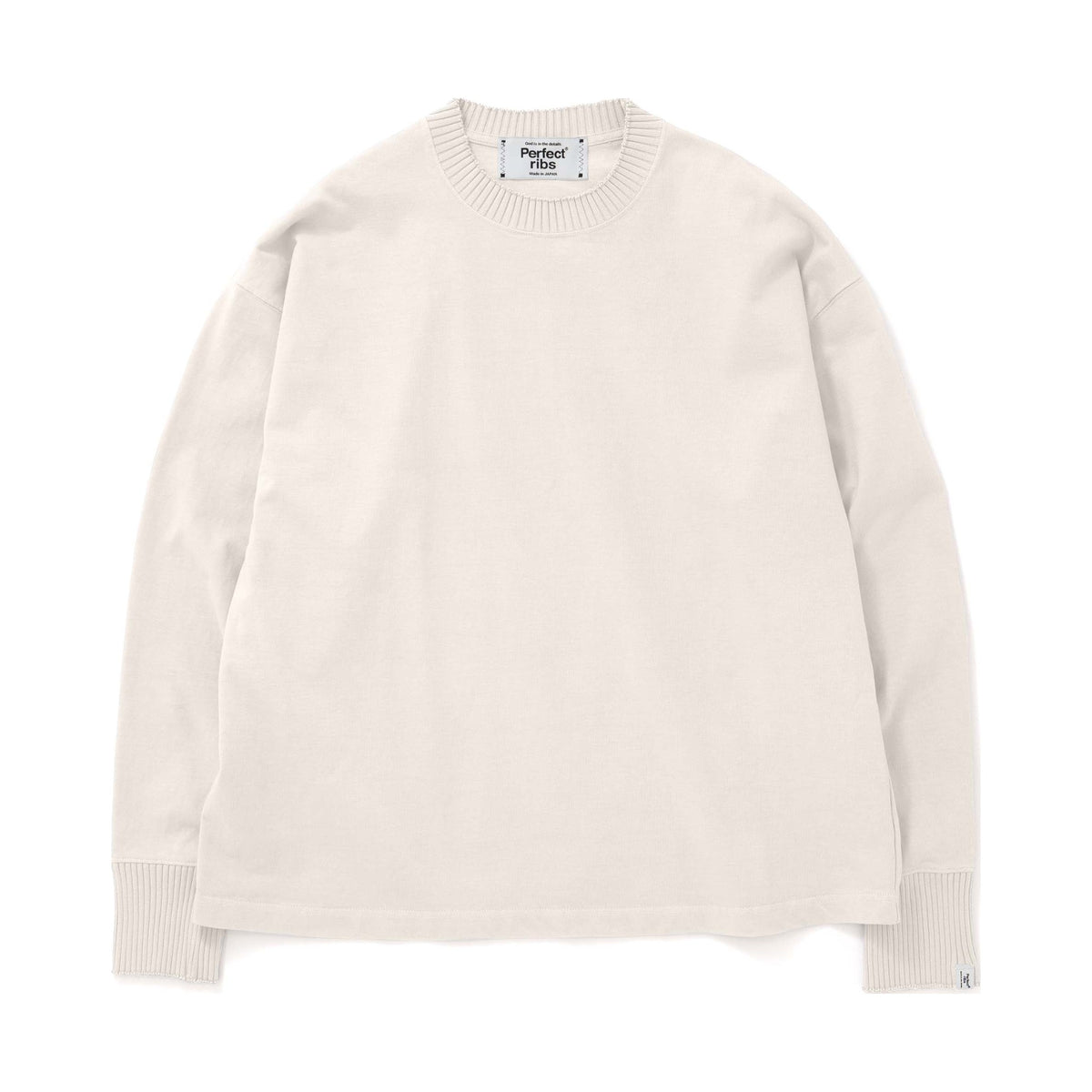 【Perfect ribs】Basic Long Sleeve T Shirts / Ivory