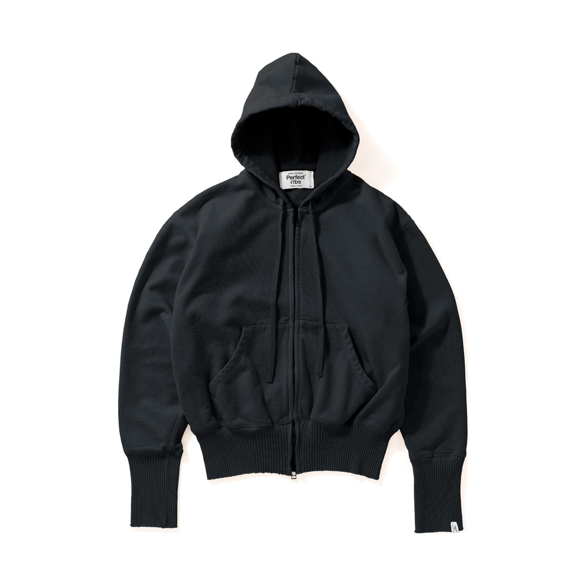 【Perfect ribs®︎×A LOVE MOVEMENT】Basic Zip Hoodie / Black