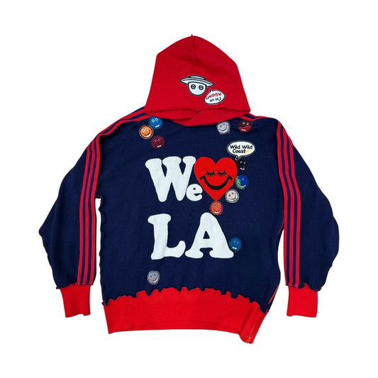 Recycled Cashmere Hoodie — Navy "We ♥ LA / Think Positive" (Men's L)