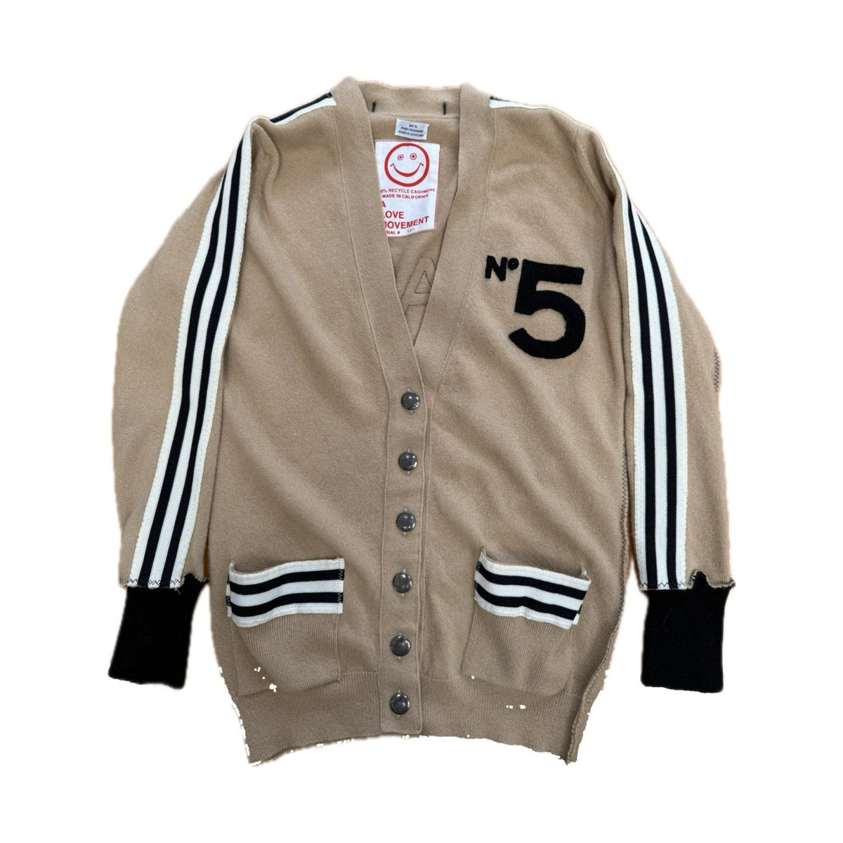 Recycled Cashmere Cardigan — Beige "No.5 / CHANCE PAIRS" (Women's XS)