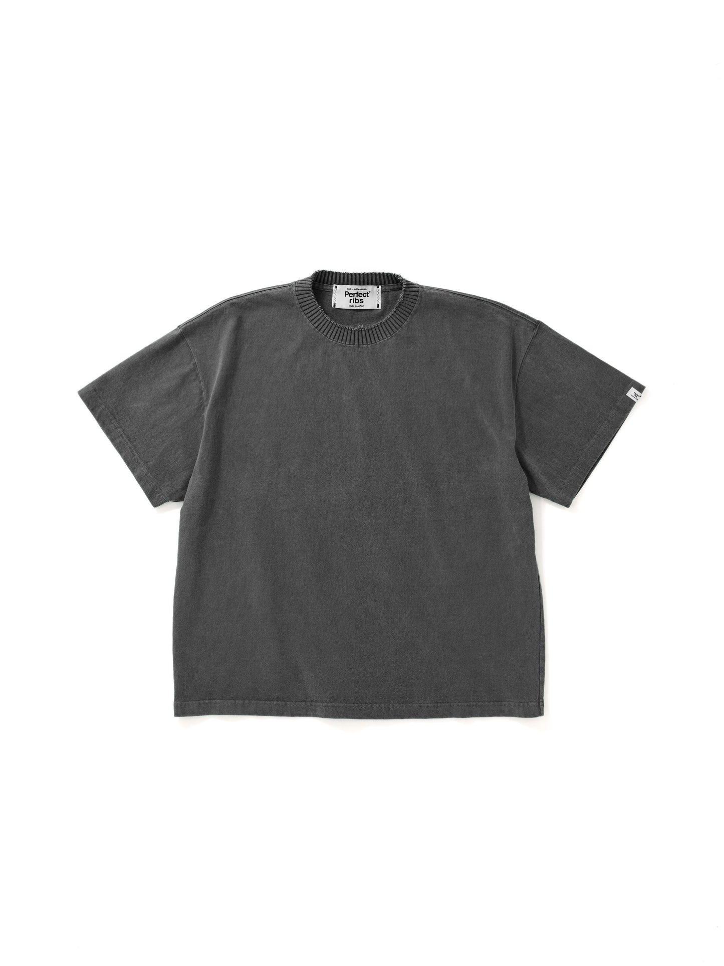 【Perfect ribs】Basic Short Sleeve T Shirt / Fade Black