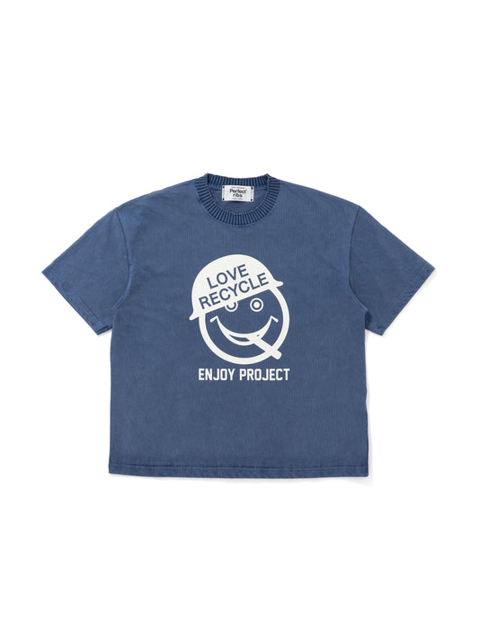 【Perfect ribs®︎×A LOVE MOVEMENT】Basic Short Sleeve T Shirts (LOVE RECYCLE) / Fade Navy