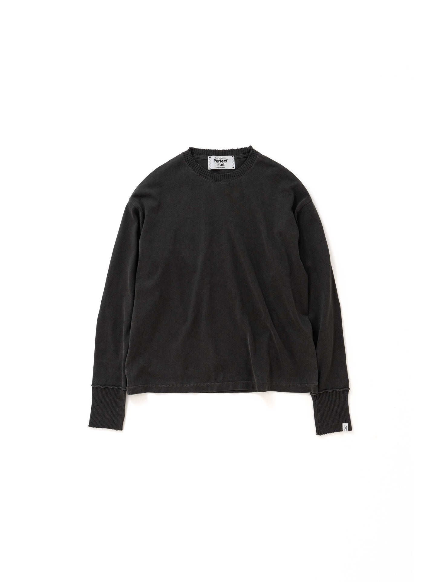 【Perfect ribs】Relax Long Sleeve T Shirts / Fade Black
