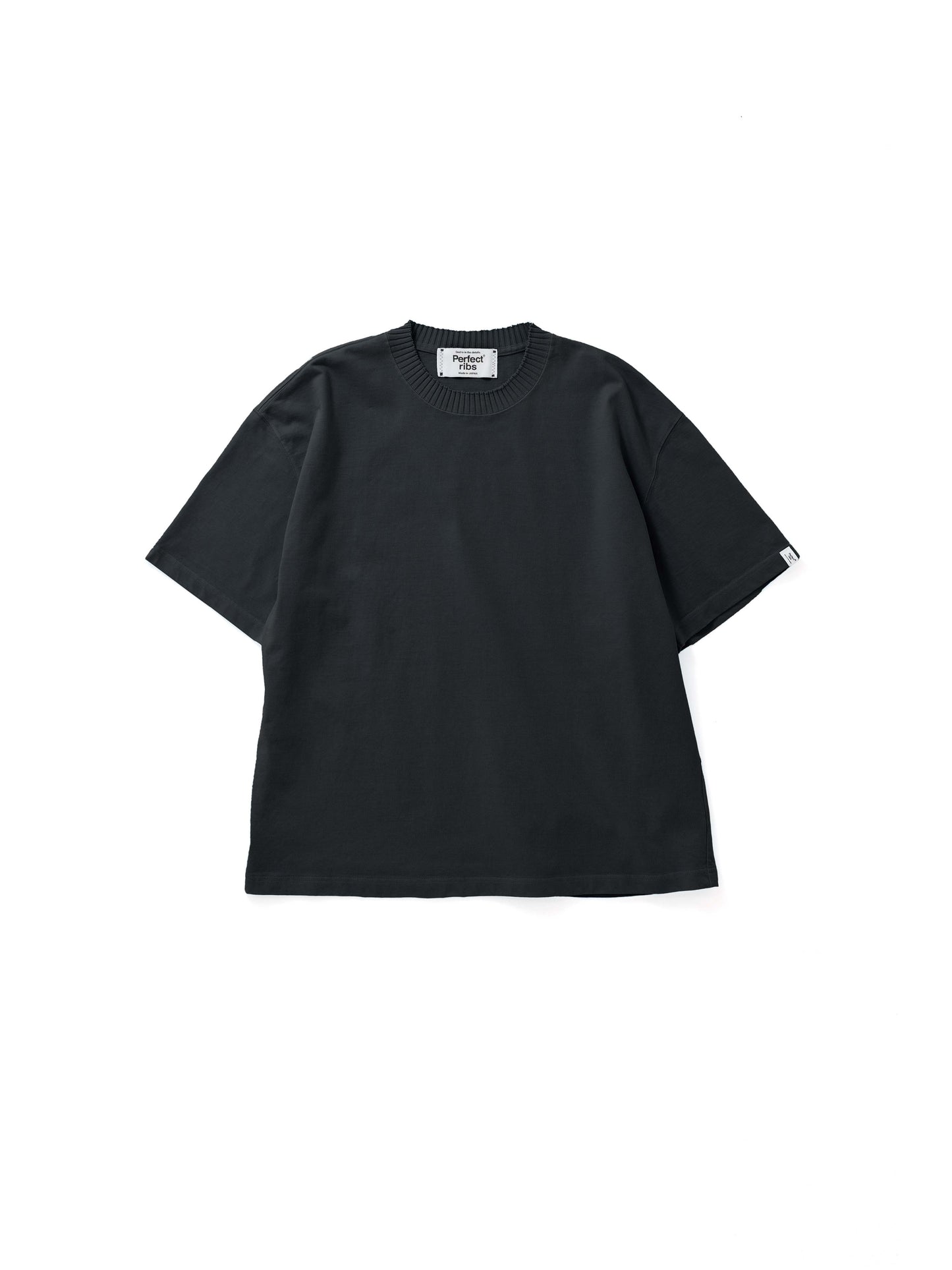 【Perfect ribs】Basic Short Sleeve T Shirt / Black