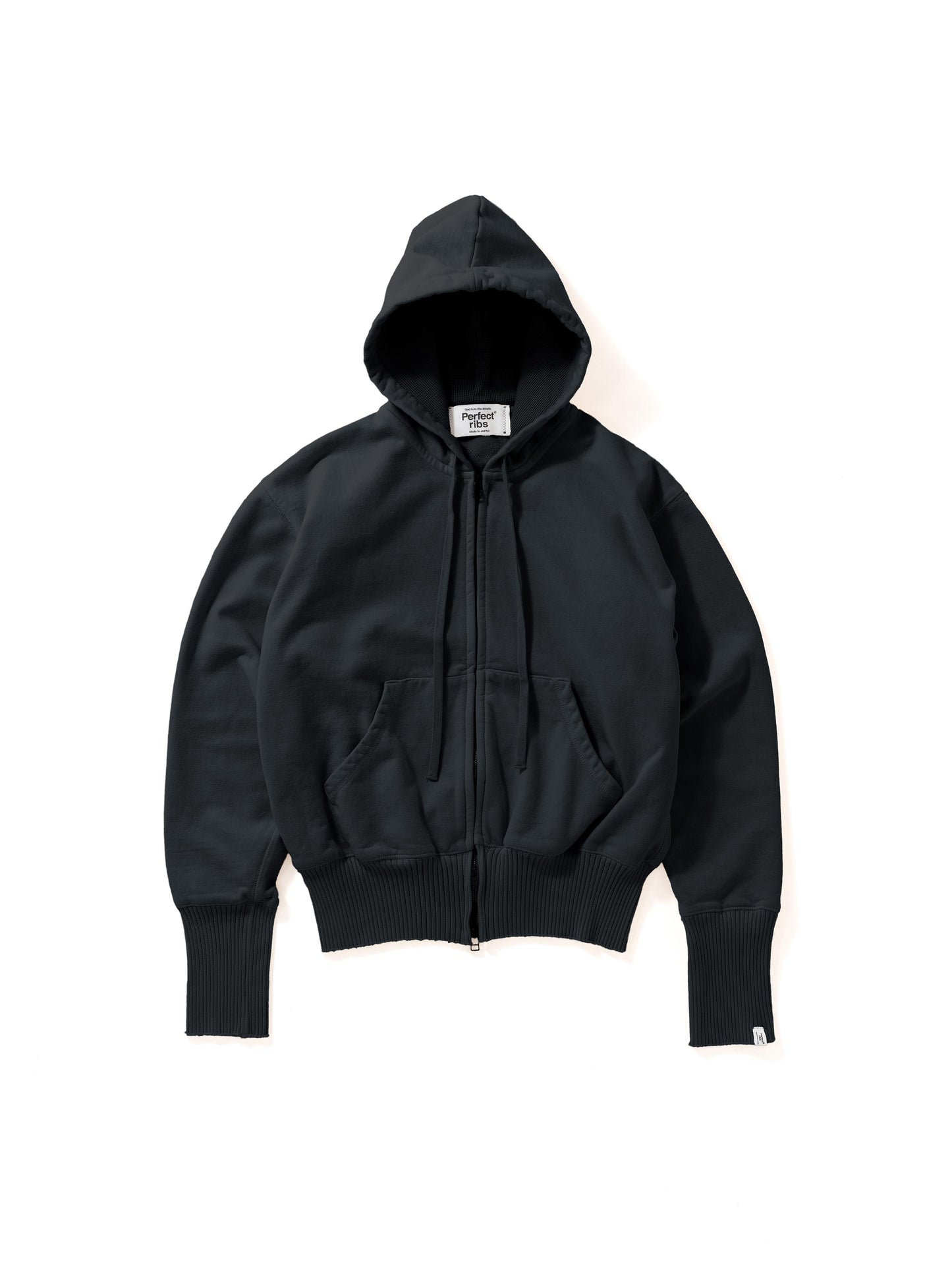 【Perfect ribs®︎×A LOVE MOVEMENT】Basic Zip Hoodie / Black