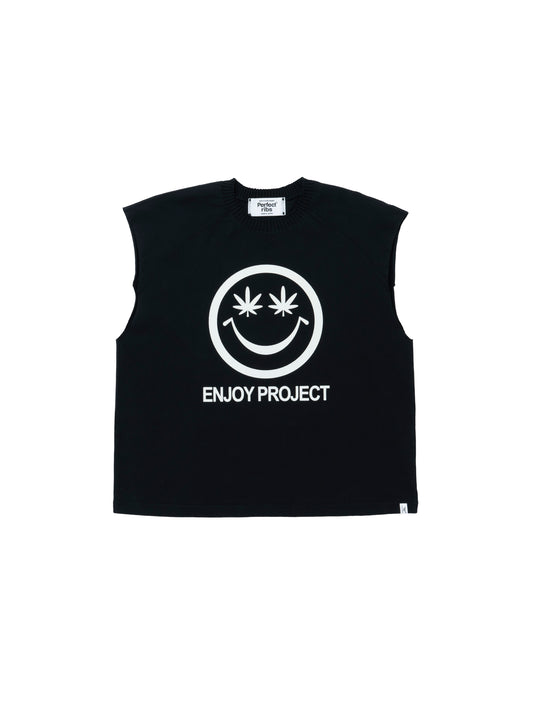 【Perfect ribs®︎×A LOVE MOVEMENT】Sleeveless Tops (RELAX TAKE IT EASY) / Black