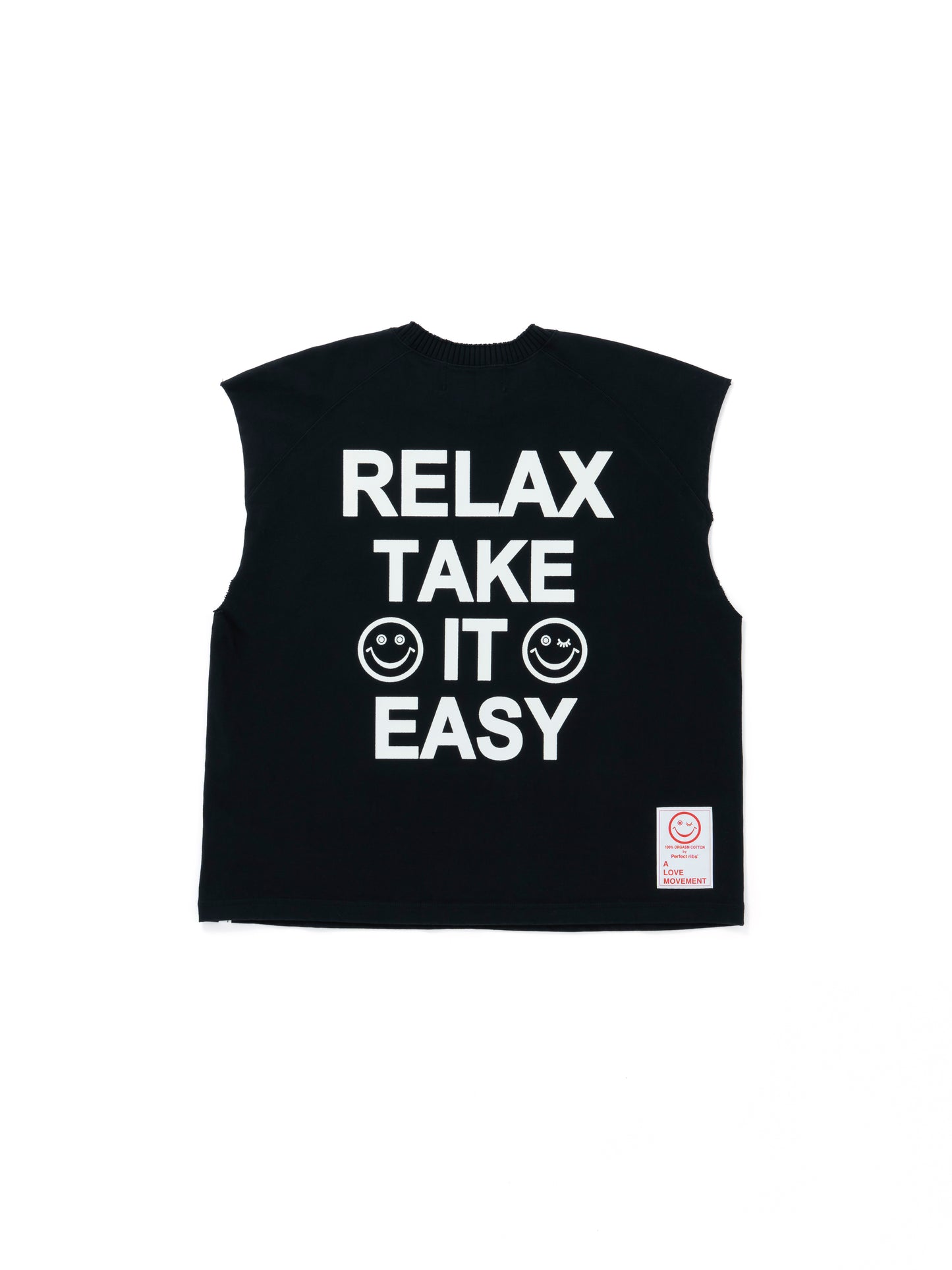 【Perfect ribs®︎×A LOVE MOVEMENT】Sleeveless Tops (RELAX TAKE IT EASY) / Black