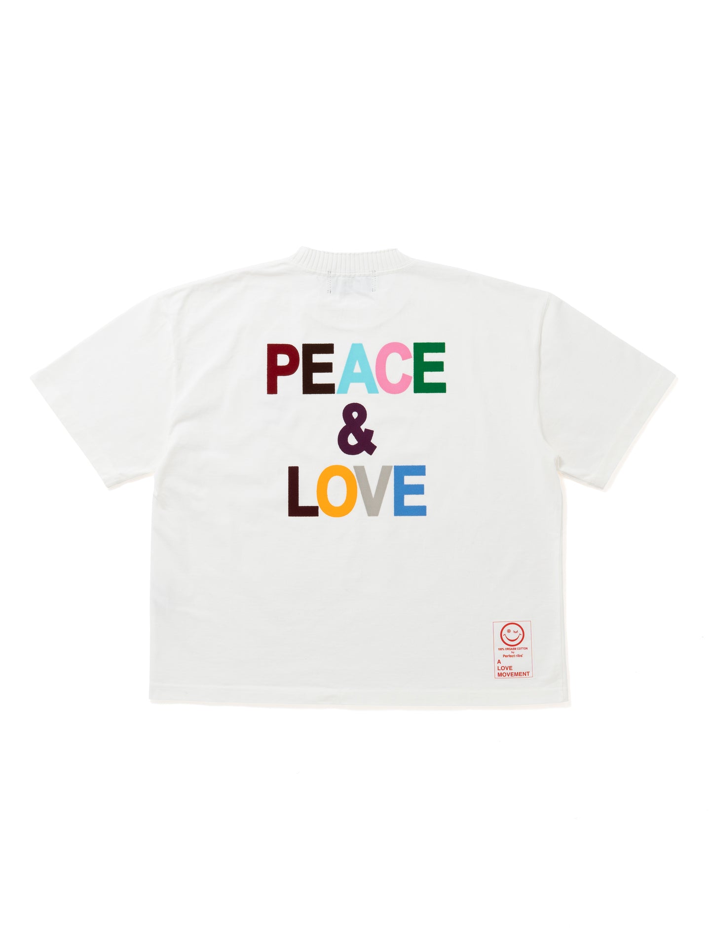 【Perfect ribs®︎×A LOVE MOVEMENT】Basic Short Sleeve T Shirts (PEACE&LOVE) / White