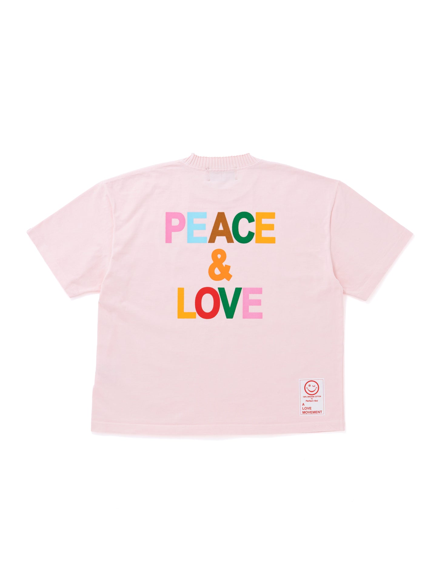 【Perfect ribs®︎×A LOVE MOVEMENT】Basic Short Sleeve T Shirts (PEACE&LOVE) / Pink