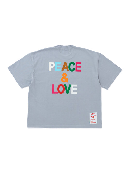 【Perfect ribs®︎×A LOVE MOVEMENT】Basic Short Sleeve T Shirts (PEACE&LOVE) / Top Gray