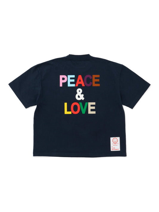 【Perfect ribs®︎×A LOVE MOVEMENT】Basic Short Sleeve T Shirts (PEACE&LOVE) / Royal Navy