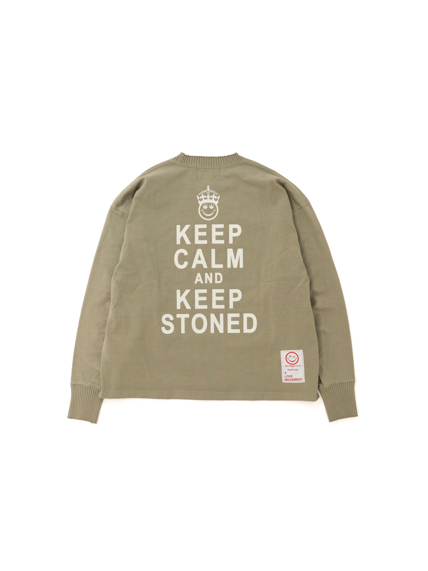 【Perfect ribs®︎×A LOVE MOVEMENT】Long Sleeve T Shirts (KEEP CALM) / Army Green