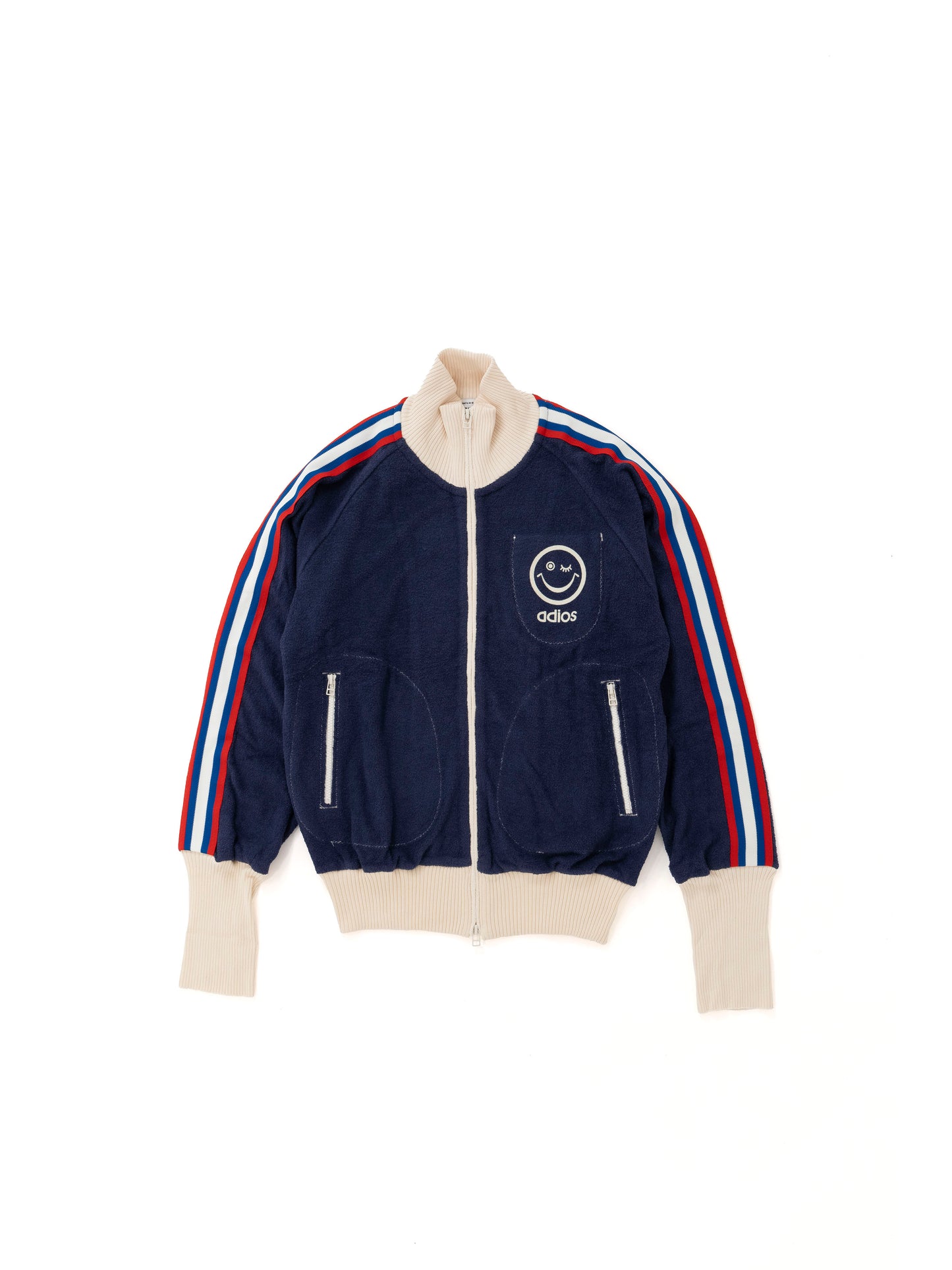 【Perfect ribs×A LOVE MOVEMENT】Pile Track Jersey (SMILE DON'T WORRY) / Navy