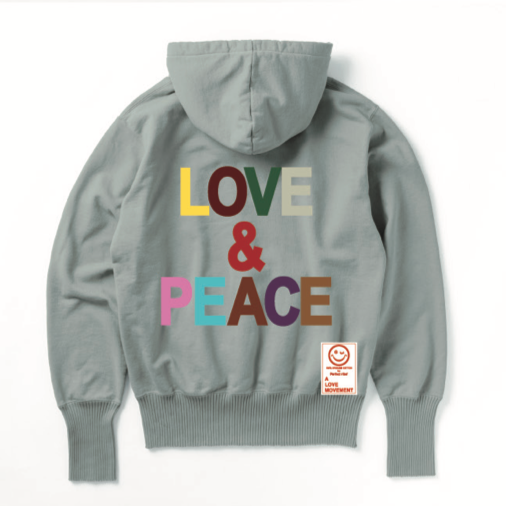 【Perfect ribs×A LOVE MOVEMENT】"LOVE&PEACE" Basic Hoodie / Gray