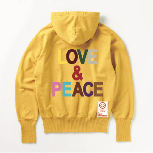 【Perfect ribs×A LOVE MOVEMENT】"LOVE&PEACE" Basic Hoodie / Yellow