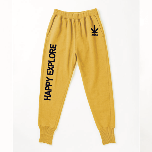 【Perfect ribs×A LOVE MOVEMENT】"HAPPY EXPLORE" Basic Sweat Pants / Yellow×Ink Blue (ベーシック スウェットパンツ/イエロー×インクブルー)